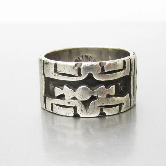 Sterling Silver Vintage Taxco Mexico Antonio PANEDA Wide Band Ring, Sz 5.7 - Picture 5 of 5